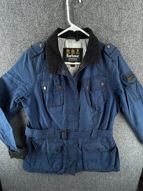 Barbour Oakwood International Waxed Jacket Canvas Size 10 Blue Wax Lightweight